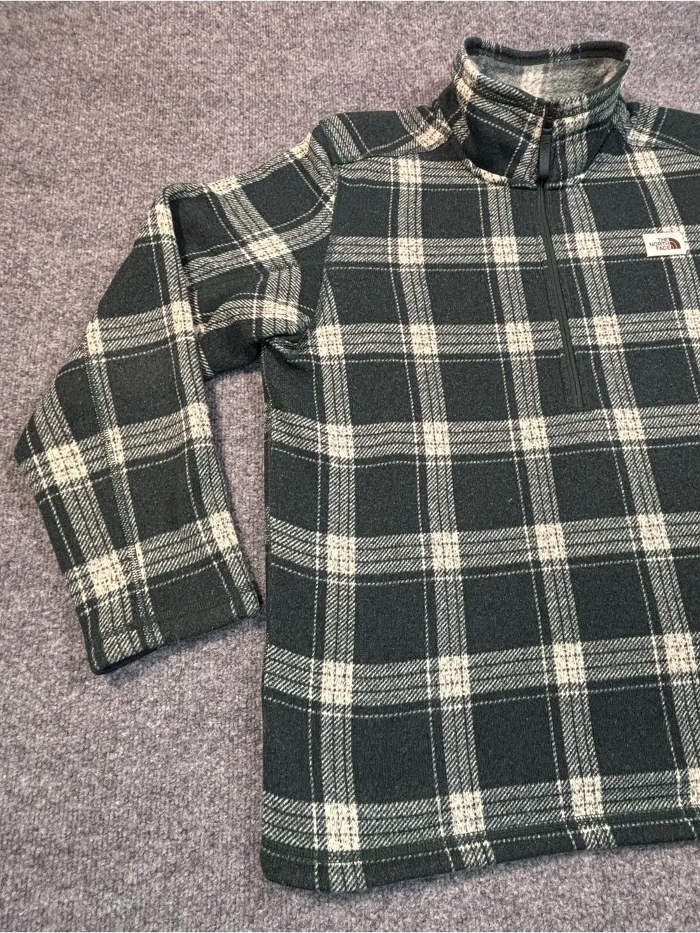 The North Face Fleece Pullover Mens XL Green Plaid 1/4 Zip Jacket Shacket Gorp